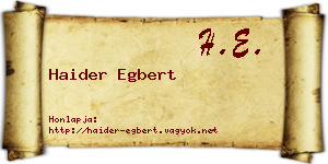 Haider Egbert névjegykártya